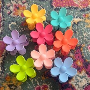Colorful Flower Claw Hair Clips Set